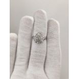 14k White Gold Pear Shape Cluster Diamond Ring Set With Round & Baguette Shaped Diamonds
