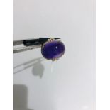 A 5ct Cabochon Amethyst 18K Yellow Gold Ring With Diamonds