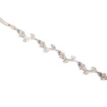 18k White Gold Leaf Cluster Diamond Set Bracelet