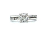 18k White Gold 1.25ct Set Diamond Shoulder Ring With Micro Pave Diamonds GIA certified VS clarity