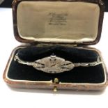 ART DECO LADIES DIAMOND SAPPHIRE 14K WHITE GOLD WATCH 1920'S