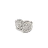 18k White Gold Ring Set With 144 VVS Grade Round Cut Brilliant Diamonds D-F colour With Certificate