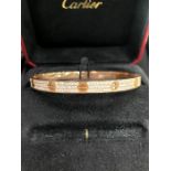 Cartier Style Love Bracelet Rose Gold Diamond Set Size 20 With Cartier Box Men's Size