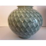 A Late Korean Crain Celadon Circular Vase 20th Century