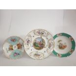 An Assortment Of Meissen Plates Hand Painted Gilded Crossed Swords Marked