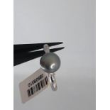 Tahitian Pearl Ladies Dress Ring 18K White Gold With Side Stones
