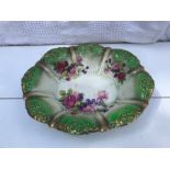 Victorian Floral Serving Dish With Ribbed Indents