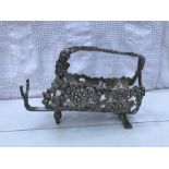 Silver plated wine bottle holder Decorated With Grapes & Leaves and entwined vine handle
