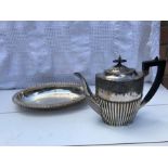 Victorian Silver Plated Teapot & Dish