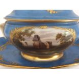 Sevres Hand Painted Tureen With Royal Stamp & Signed Scene With Raised Gilding