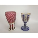 Bohemian Goblets Hand Painted Vases Gilded Rims 1900's