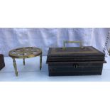 Antique Money Box With Double Compartment & Brass Reticulated Stand