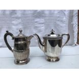 Victorian Teapot & Commemorative Engraved Jug 1909 Silver Plated