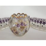4 Piece Bohemian Lavender Flower Dish Set 19th Century