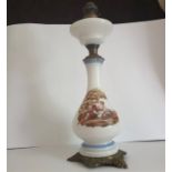 Opaline Hand Painted Oil Lamp