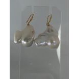 Freshwater Baroque Pearl Earrings Set On 18K Yellow Gold