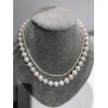 Freshwater Pearl Necklace With 2 Necklaces Mounted On Silver