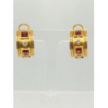 Charles Greig Garnet Earrings Set On 18K Yellow Gold With Diamonds