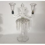 Bohemian Candelabra Central Piece Cut Crystal 3 Piece With Droplets 1900's