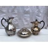 Victorian Silver Plated Jugs & Lidded Dish