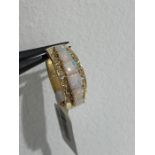 Opal & Diamond Ring Set On 18k Yellow Gold Art Nouveau
