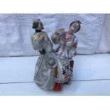 Russian Figurine Group Made In USSR stamped, 2 Holy Figures Priest & Nun