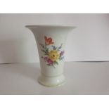 A Meissen Trumpet Flower Vase Hand Painted Crossed Swords Marked