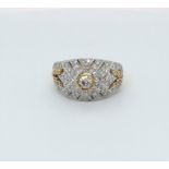 1ct Yellow & White Gold Ring Set With 68 Diamonds With Certificate total weight 1.27ct