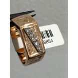 14k rose gold Engraved men’s ring with diamonds 0.15cts