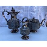 Victorian Silver Plated Engraved Part Tea Set