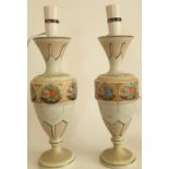 Pair Of Hand painted Opaline French Lamps & Vases 1900's