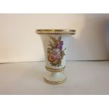 Spode Spill Vase Hand Painted With Flowers & Jewelled Gilded Rims 19th Century