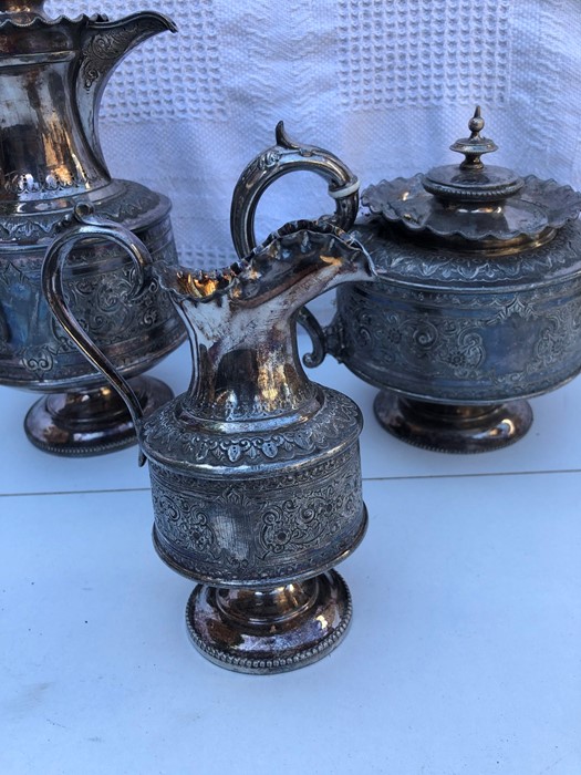 Victorian Silver Plated Engraved Part Tea Set - Image 2 of 4