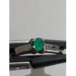 Platinum Emerald Ring Oval Cut 0.19cts