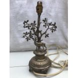 Victorian Silver Plated Lamp Decorated With Deer & Tree Leaves