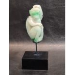 Chinese 19th Century Green & White Jade Monkey Qing Dynasty