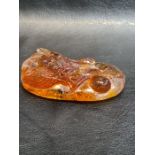 20th Century Chinese Carved Dragon Amber Pendant