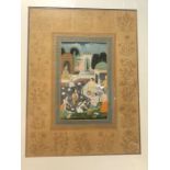 19th/20th Century Indian Framed Water Colour "Lady In The Lake Scene"