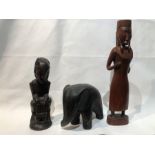 An assortment Of African Tribal Figures & Elephant