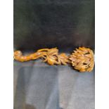 20th Century Chinese Tibetian Carved Wooden Prayer Stick