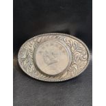 Chinese White Metal Belt Buckle With Impressed Important Coin