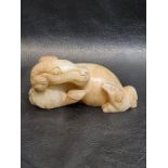 19th Century Chinese White Jade Goat Qing Dynasty