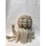 18th/19th Century Indian Three Headed Marble Buddha