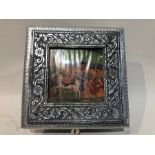 Indian Fine Layered Silver Lined Box With Mughal Scenery