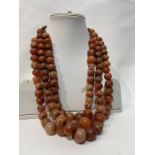 Afghanistan 3 Bead String Agate Necklace