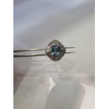 1.73ct Aquamarine & 1.69ct Baguette Diamond Ring Art Deco 1920's