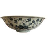 Ming Dynasty 16th Century Blue & White Large Centre Piece Imperial Provincial Bowl Yongle Pattern