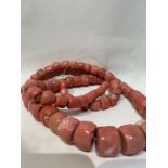 19th Century Natural Pink Coral Beads 100cm Long and 501 grams.