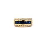 18K Blue Sapphire & Diamond Cluster Ring