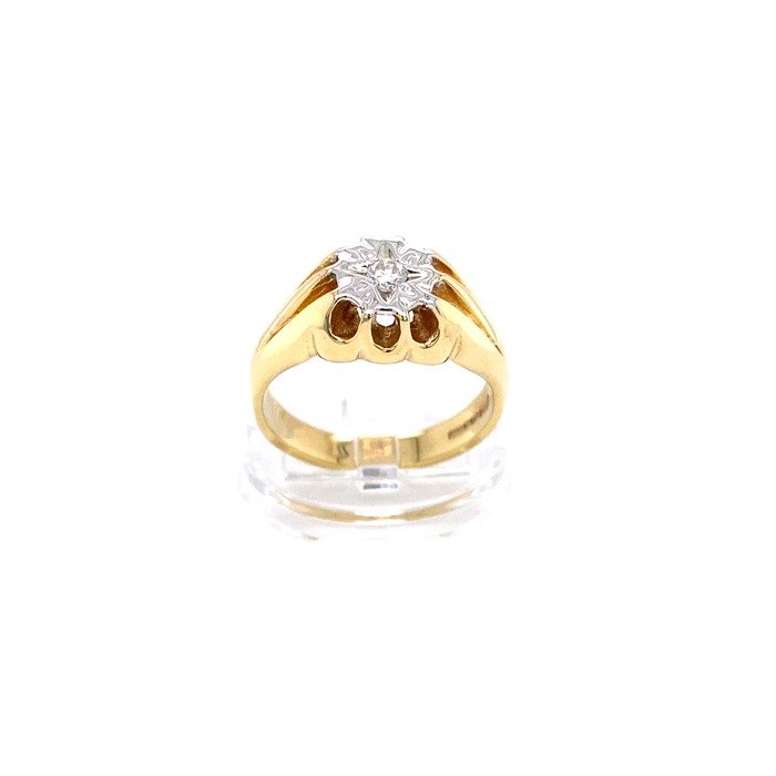 9K Yellow Gold Diamond Signet Ring